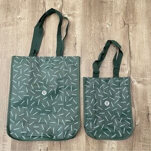 Lululemon Green‎ Reusable Bag Large and Small Set